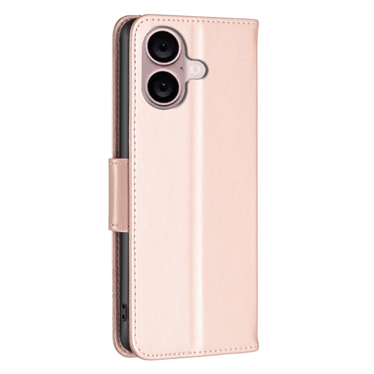 For iPhone 16 Plus Embossing Two Butterflies Pattern Leather Phone Case(Rose Gold) - iPhone 16 Plus Cases by buy2fix | Online Shopping UK | buy2fix