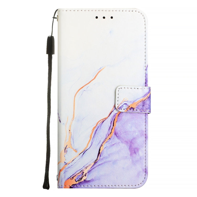 For iPhone 16 Plus PT003 Marble Pattern Flip Leather Phone Case(White Purple LS006) - iPhone 16 Plus Cases by buy2fix | Online Shopping UK | buy2fix