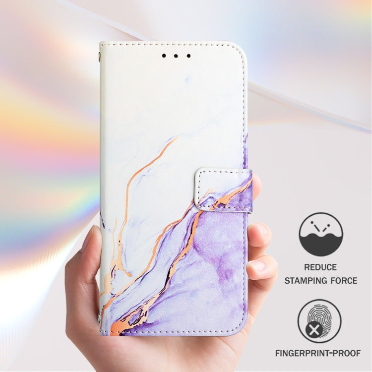 For iPhone 16 PT003 Marble Pattern Flip Leather Phone Case(White Purple LS006) - iPhone 16 Cases by buy2fix | Online Shopping UK | buy2fix