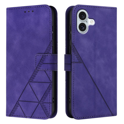 For iPhone 16 Plus Crossbody 3D Embossed Flip Leather Phone Case(Purple) - iPhone 16 Plus Cases by buy2fix | Online Shopping UK | buy2fix