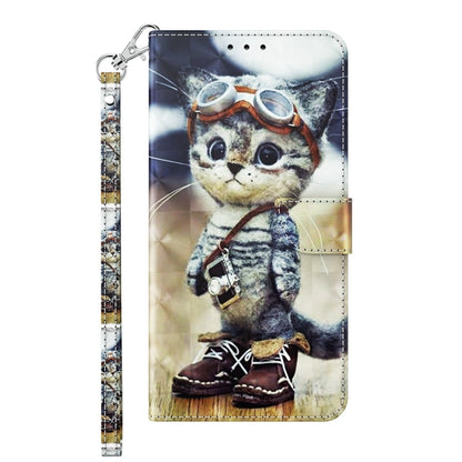 For Google Pixel 9 3D Painted Pattern Leather Phone Case(Naughty Cat) - Google Cases by buy2fix | Online Shopping UK | buy2fix