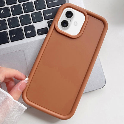 For iPhone 16 Plus Shockproof Frame Frosted TPU Phone Case(Brown) - iPhone 16 Plus Cases by buy2fix | Online Shopping UK | buy2fix