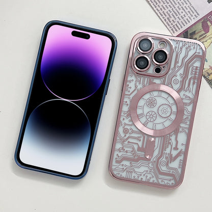 For iPhone 11 Pro Electroplated Circuit Board Pattern MagSafe Phone Case(Purple) - iPhone 11 Pro Cases by buy2fix | Online Shopping UK | buy2fix