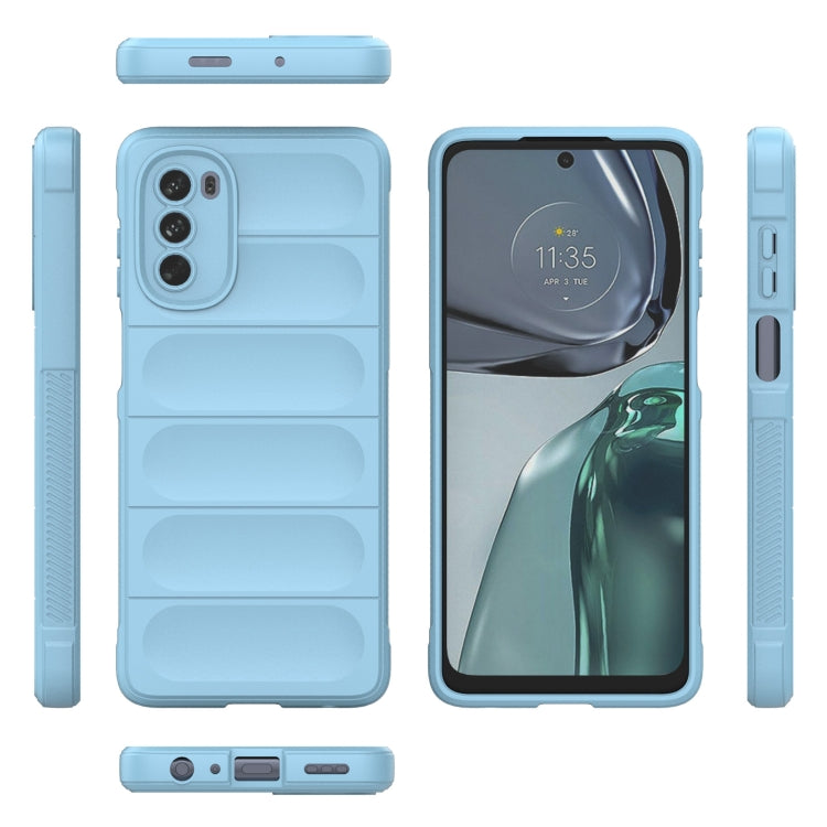 For Motorola Moto G62 5G Magic Shield TPU + Flannel Phone Case(Light Blue) - Motorola Cases by buy2fix | Online Shopping UK | buy2fix