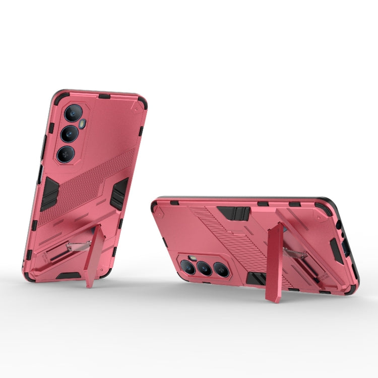 For Realme C65 4G Global Punk Armor 2 in 1 PC + TPU Phone Case with Holder(Light Red) - Realme Cases by buy2fix | Online Shopping UK | buy2fix