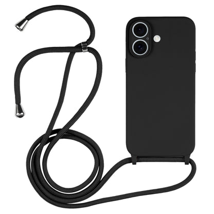 For iPhone 16 Plus Crossbody Lanyard Liquid Silicone Case(Black) - iPhone 16 Plus Cases by buy2fix | Online Shopping UK | buy2fix