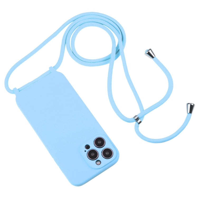 For iPhone 16 Plus Crossbody Lanyard Liquid Silicone Case(Blue) - iPhone 16 Plus Cases by buy2fix | Online Shopping UK | buy2fix