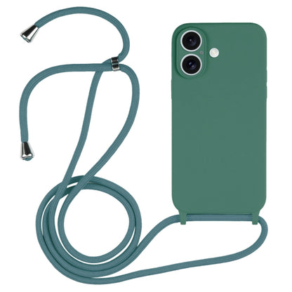 For iPhone 16 Plus Crossbody Lanyard Liquid Silicone Case(Emerald Green) - iPhone 16 Plus Cases by buy2fix | Online Shopping UK | buy2fix