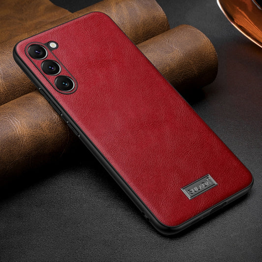 For Samsung Galaxy S25 5G SULADA Shockproof TPU Hybrid Handmade Leather Phone Case(Red) - Galaxy S25 5G Cases by SULADA | Online Shopping UK | buy2fix