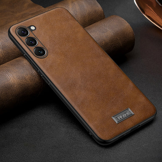 For Samsung Galaxy S25 5G SULADA Shockproof TPU Hybrid Handmade Leather Phone Case(Brown) - Galaxy S25 5G Cases by SULADA | Online Shopping UK | buy2fix