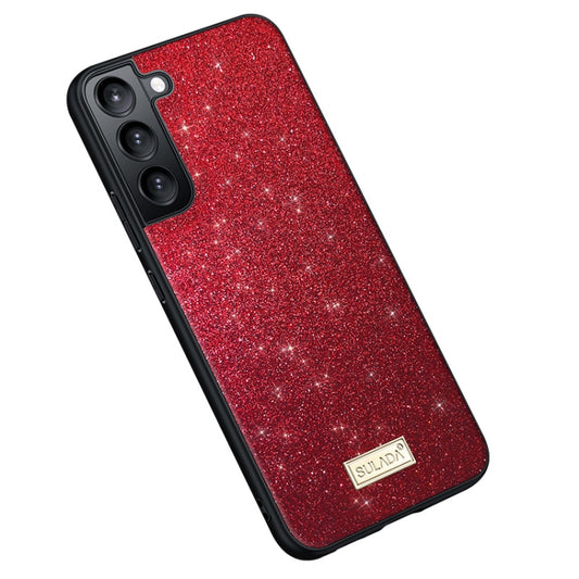 For Samsung Galaxy S25 5G SULADA Glittery TPU Hybrid Handmade Leather Phone Case(Red) - Galaxy S25 5G Cases by SULADA | Online Shopping UK | buy2fix