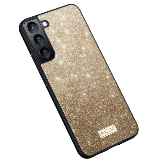 For Samsung Galaxy S25 5G SULADA Glittery TPU Hybrid Handmade Leather Phone Case(Gold) - Galaxy S25 5G Cases by SULADA | Online Shopping UK | buy2fix