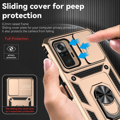 For Xiaomi Redmi Note 10 Pro Sliding Camshield Holder Phone Case(Gold) - Xiaomi Cases by buy2fix | Online Shopping UK | buy2fix