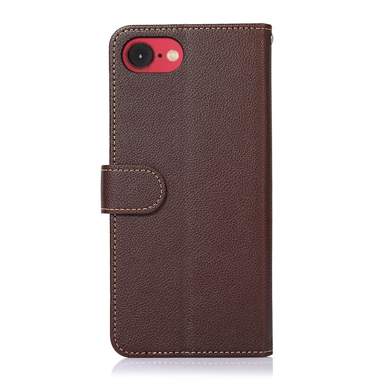 For iPhone SE 2024 KHAZNEH Litchi Texture Leather RFID Phone Case(Brown) - More iPhone Cases by buy2fix | Online Shopping UK | buy2fix