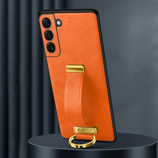 For Samsung Galaxy S25 5G SULADA PC Hybrid Leather Texture Skin Feel Shockproof Phone Case(Orange) - Galaxy S25 5G Cases by SULADA | Online Shopping UK | buy2fix