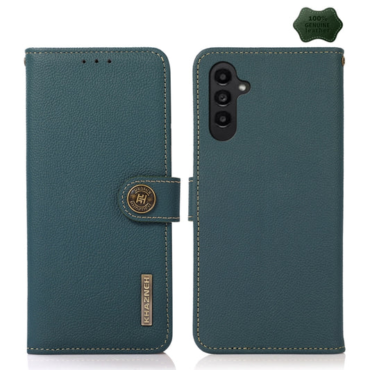 For Samsung Galaxy A05s KHAZNEH Custer Genuine Leather RFID Phone Case(Green) - Galaxy Phone Cases by buy2fix | Online Shopping UK | buy2fix