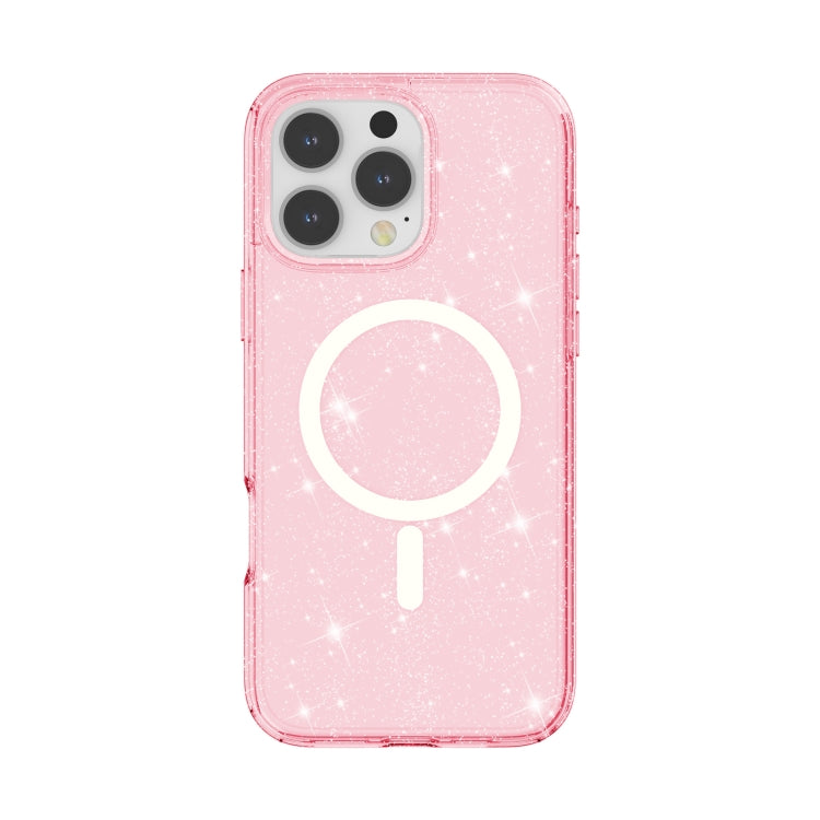 For iPhone 16 Pro Max Terminator Style Glitter Powder MagSafe Magnetic Phone Case(Pink) - iPhone 16 Pro Max Cases by buy2fix | Online Shopping UK | buy2fix