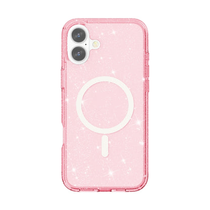 For iPhone 16 Terminator Style Glitter Powder MagSafe Magnetic Phone Case(Pink) - iPhone 16 Cases by buy2fix | Online Shopping UK | buy2fix