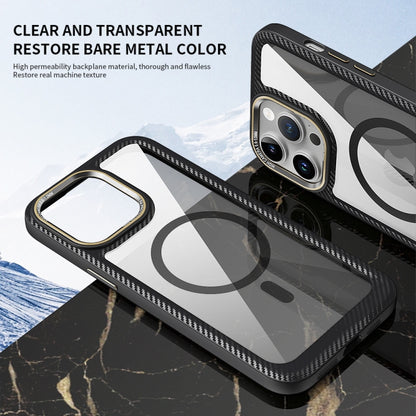 For iPhone 11 Pro Max MagSafe Carbon Fiber Transparent Back Panel Phone Case(Blue) - iPhone 11 Pro Max Cases by buy2fix | Online Shopping UK | buy2fix