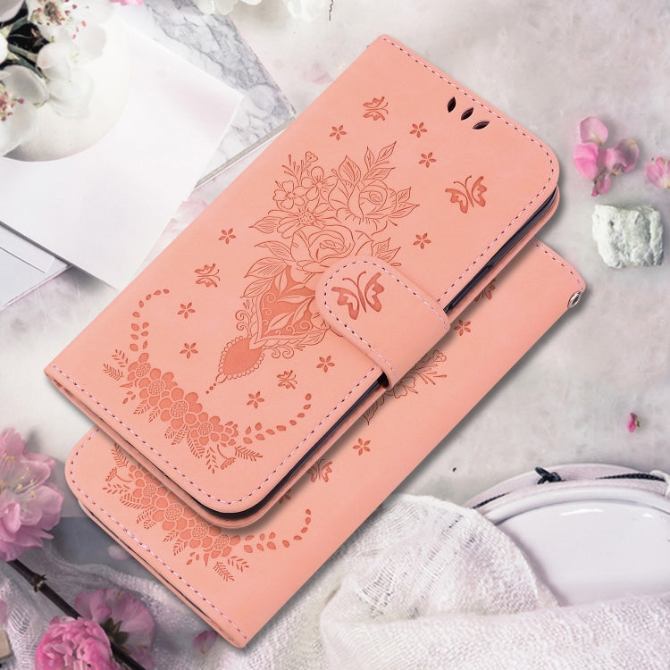 For Motorola Moto G Power 5G 2024 Butterfly Rose Embossed Leather Phone Case(Pink) - Motorola Cases by buy2fix | Online Shopping UK | buy2fix