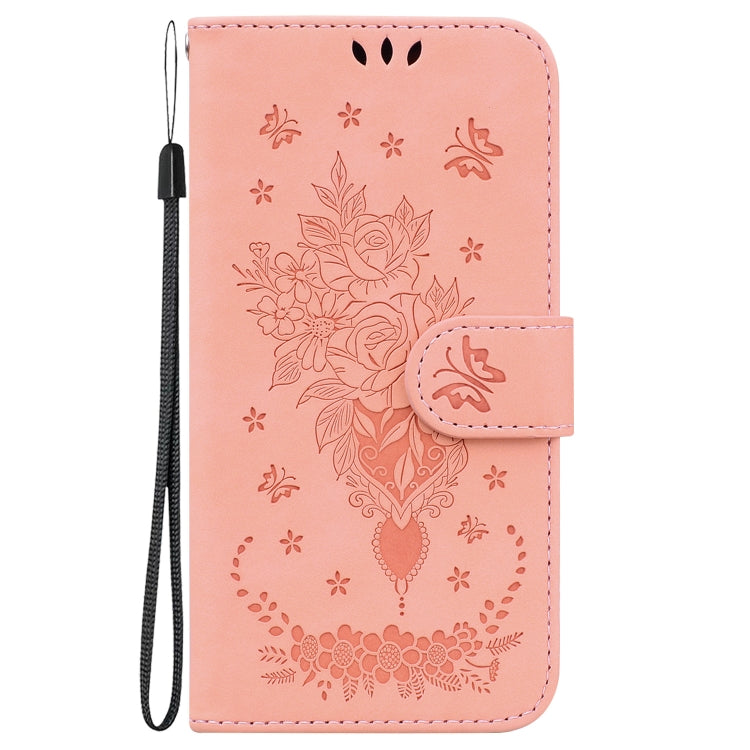 For Motorola Moto G Power 5G 2024 Butterfly Rose Embossed Leather Phone Case(Pink) - Motorola Cases by buy2fix | Online Shopping UK | buy2fix