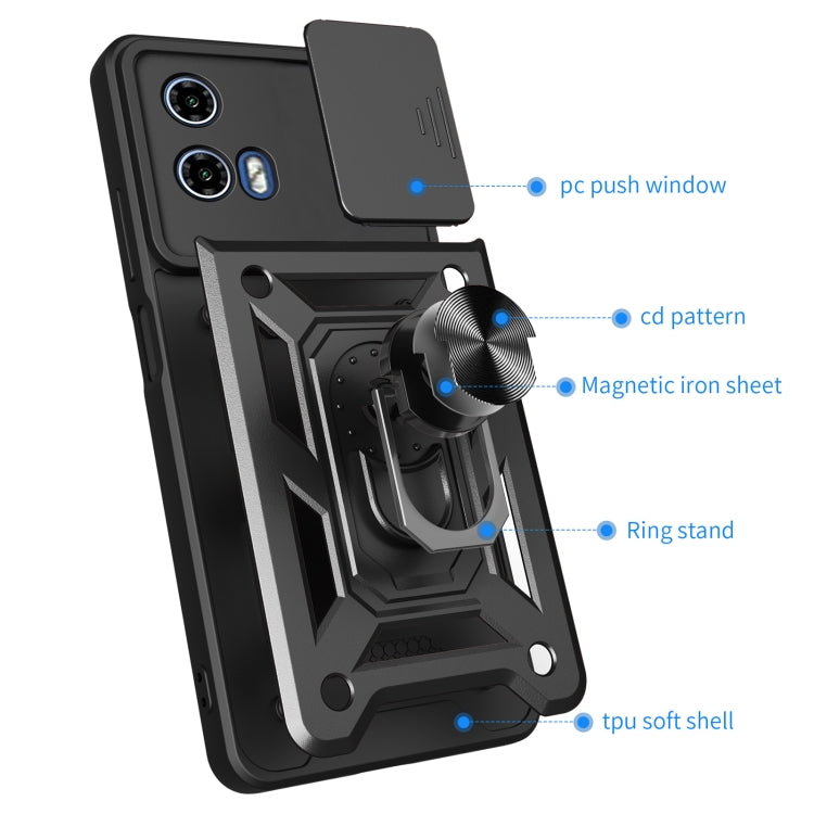 For Motorola Moto G04 / G24 Sliding Camera Cover Design TPU Hybrid PC Phone Case(Black) - Motorola Cases by buy2fix | Online Shopping UK | buy2fix