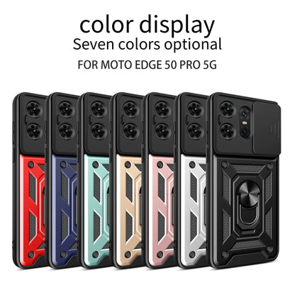 For Motorola Edge 50 Pro Global Sliding Camera Cover Design TPU Hybrid PC Phone Case(Black) - Motorola Cases by buy2fix | Online Shopping UK | buy2fix