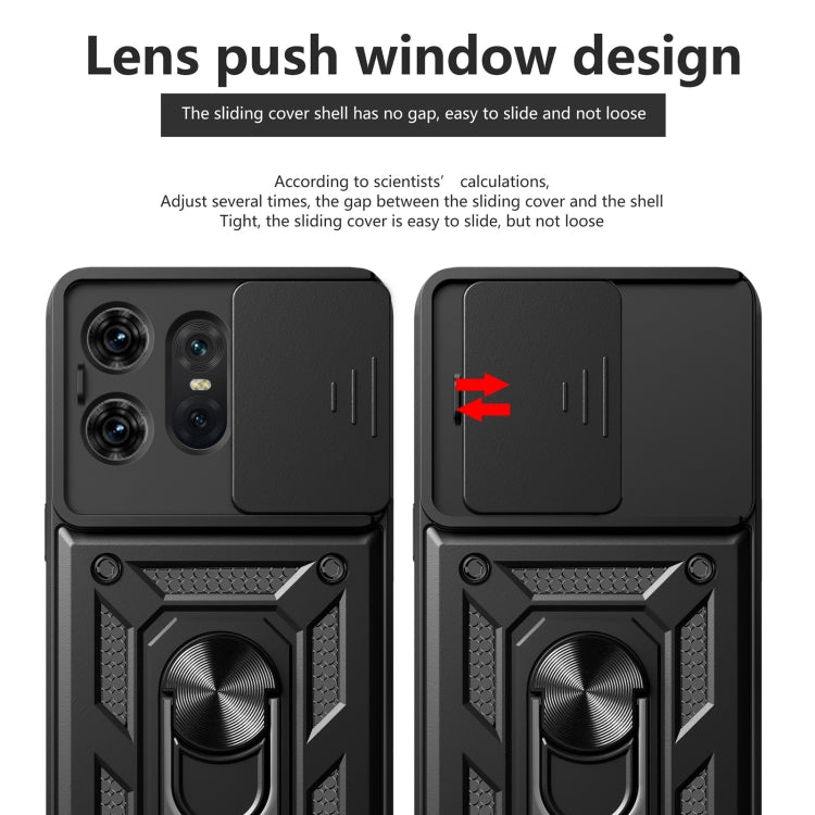 For Motorola Edge 50 Pro Global Sliding Camera Cover Design TPU Hybrid PC Phone Case(Black) - Motorola Cases by buy2fix | Online Shopping UK | buy2fix