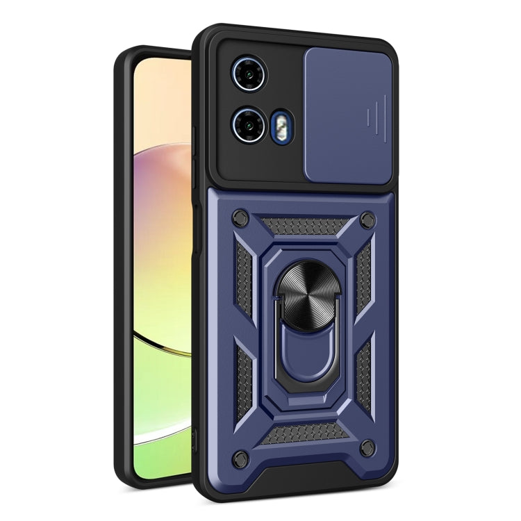 For Motorola Moto G34 5G Sliding Camera Cover Design TPU Hybrid PC Phone Case(Blue) - Motorola Cases by buy2fix | Online Shopping UK | buy2fix