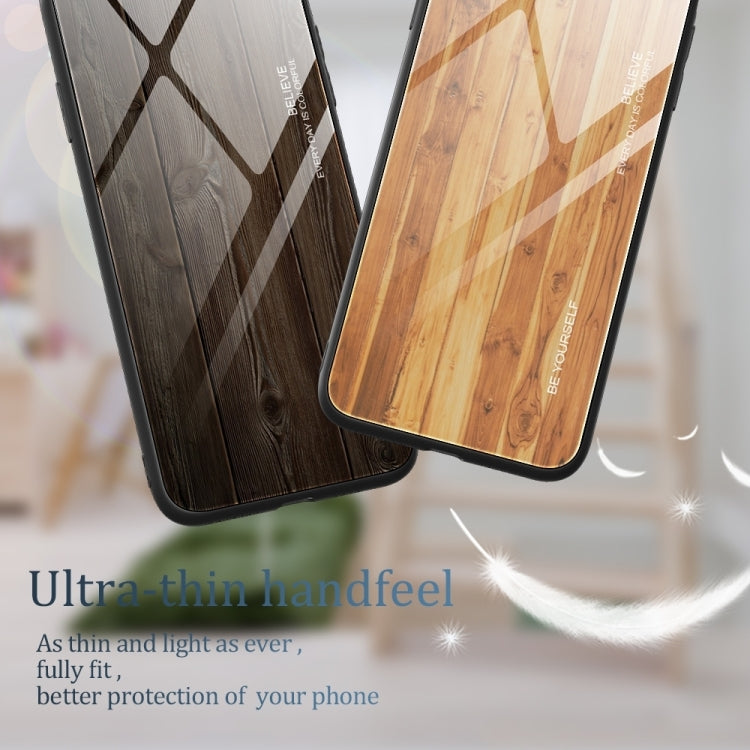 For iPhone 16 Pro Wood Grain Glass Phone Case(Coffee) - iPhone 16 Pro Cases by buy2fix | Online Shopping UK | buy2fix