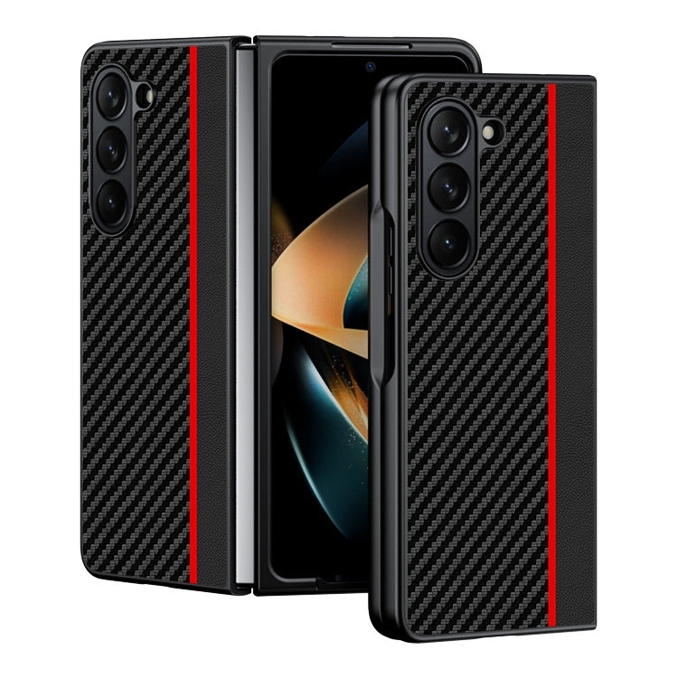 For Samsung Galaxy Z Fold6 Ultra-thin Carbon Fiber Texture Printing Phone Case(Black Red) - Galaxy Z Fold6 5G Cases by buy2fix | Online Shopping UK | buy2fix