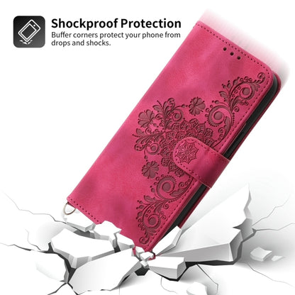 For Xiaomi Redmi Note 13 5G Skin-feel Flowers Embossed Wallet Leather Phone Case(Wine Red) - Note 13 Cases by buy2fix | Online Shopping UK | buy2fix