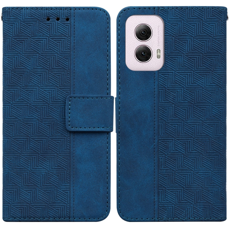 For Motorola Moto G Power 5G 2024 Geometric Embossed Leather Phone Case(Blue) - Motorola Cases by buy2fix | Online Shopping UK | buy2fix