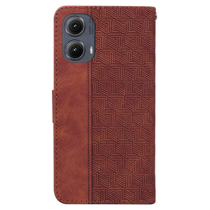 For Motorola Edge 2024 Geometric Embossed Leather Phone Case(Brown) - Motorola Cases by buy2fix | Online Shopping UK | buy2fix