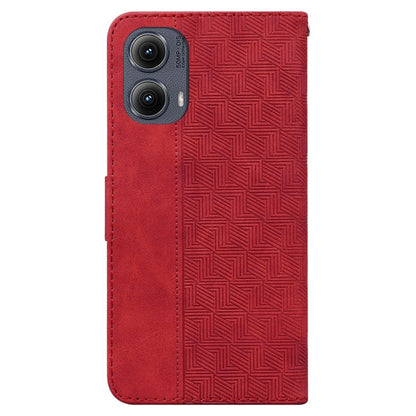 For Motorola Edge 2024 Geometric Embossed Leather Phone Case(Red) - Motorola Cases by buy2fix | Online Shopping UK | buy2fix