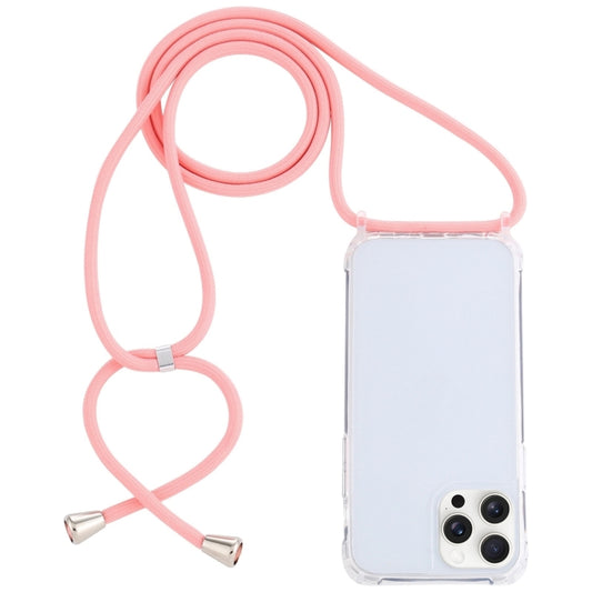 For iPhone 16 Pro Max Transparent Acrylic Airbag Shockproof Phone Protective Case with Lanyard(Pink) - iPhone 16 Pro Max Cases by buy2fix | Online Shopping UK | buy2fix