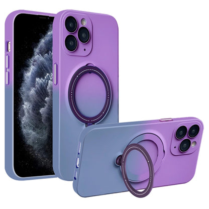 For iPhone 11 Pro Max MagSafe Holder Gradient TPU Phone Case(Deep Purple Gray) - iPhone 11 Pro Max Cases by buy2fix | Online Shopping UK | buy2fix