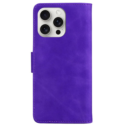 For iPhone 16 Pro Skin Feel Pure Color Flip Leather Phone Case(Purple) - iPhone 16 Pro Cases by buy2fix | Online Shopping UK | buy2fix