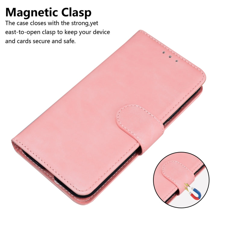 For iPhone 16 Skin Feel Pure Color Flip Leather Phone Case(Pink) - iPhone 16 Cases by buy2fix | Online Shopping UK | buy2fix