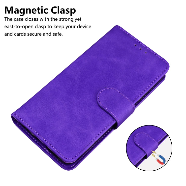 For Motorola Moto G Power 5G 2024 Skin Feel Pure Color Flip Leather Phone Case(Purple) - Motorola Cases by buy2fix | Online Shopping UK | buy2fix