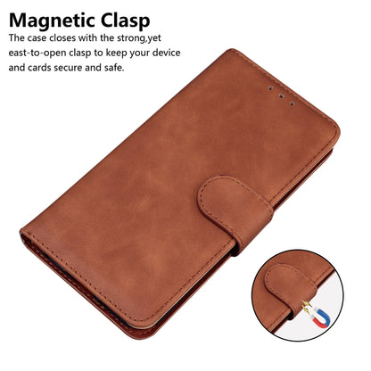 For Motorola Moto G Power 5G 2024 Skin Feel Pure Color Flip Leather Phone Case(Brown) - Motorola Cases by buy2fix | Online Shopping UK | buy2fix