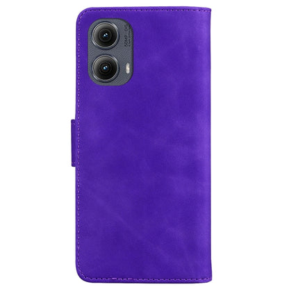 For Motorola Edge 2024 Skin Feel Pure Color Flip Leather Phone Case(Purple) - Motorola Cases by buy2fix | Online Shopping UK | buy2fix