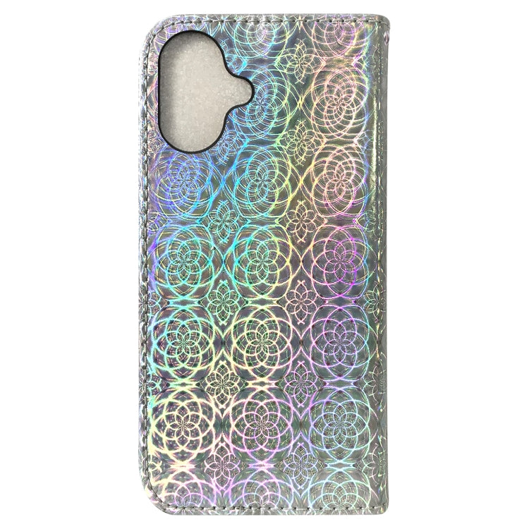 For iPhone 16 Plus Colorful Magnetic Buckle Leather Phone Case(Silver) - iPhone 16 Plus Cases by buy2fix | Online Shopping UK | buy2fix