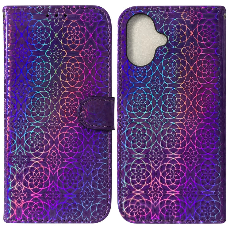 For iPhone 16 Plus Colorful Magnetic Buckle Leather Phone Case(Purple) - iPhone 16 Plus Cases by buy2fix | Online Shopping UK | buy2fix