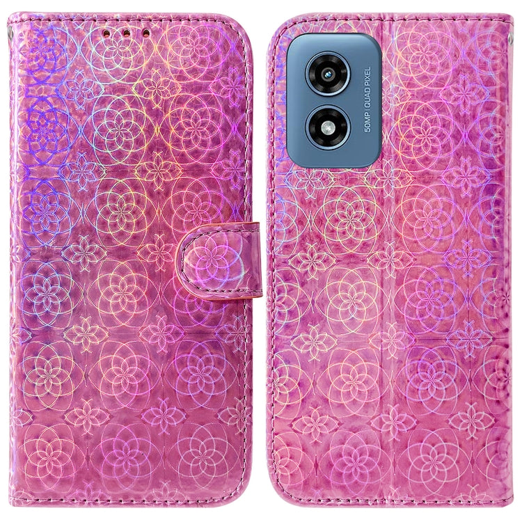 For Motorola Moto G Play 4G 2024 Colorful Magnetic Buckle Leather Phone Case(Pink) - Motorola Cases by buy2fix | Online Shopping UK | buy2fix