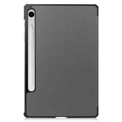 For Samsung Galaxy Tab S9 FE Custer Pure Color 3-Fold Holder Smart Leather Tablet Case(Grey) - Galaxy Tab S9 FE by buy2fix | Online Shopping UK | buy2fix