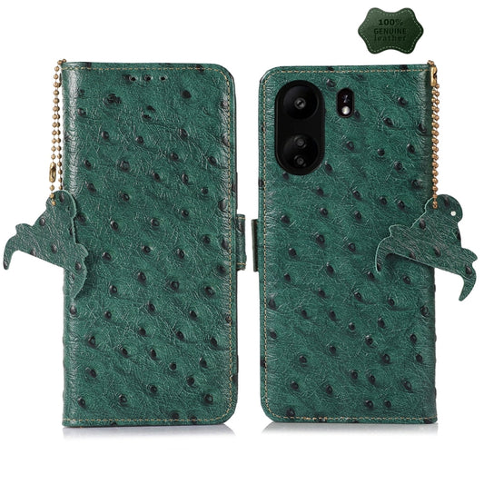 For Samsung Galaxy A55 5G Ostrich Pattern Genuine Leather RFID Phone Case(Green) - Galaxy Phone Cases by buy2fix | Online Shopping UK | buy2fix