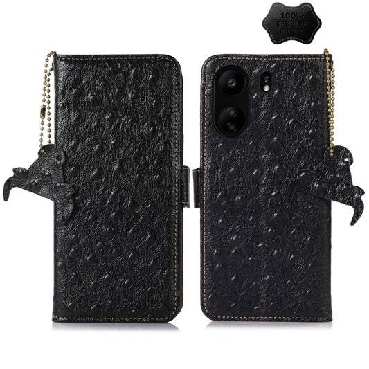 For Samsung Galaxy A55 5G Ostrich Pattern Genuine Leather RFID Phone Case(Black) - Galaxy Phone Cases by buy2fix | Online Shopping UK | buy2fix