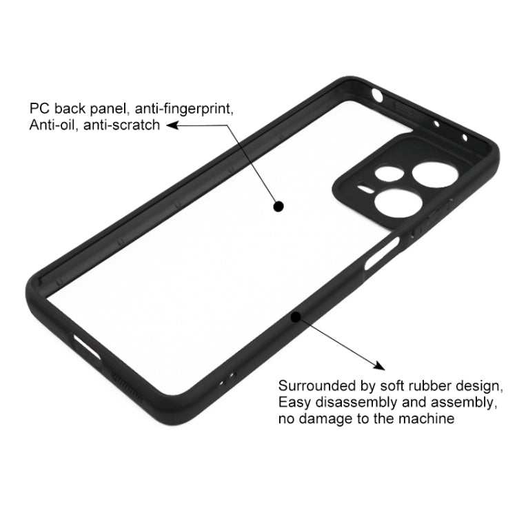 For Xiaomi Redmi Note 12 Pro+ 5G Frosted TPU + Transparent PC Phone Case(Black) - Xiaomi Cases by buy2fix | Online Shopping UK | buy2fix