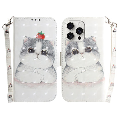 For iPhone 16 Pro 3D Colored Horizontal Flip Leather Phone Case(Cute Cat) - iPhone 16 Pro Cases by buy2fix | Online Shopping UK | buy2fix